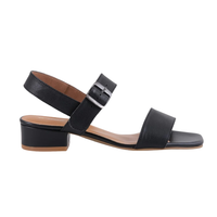 Froggie 12408 black leather block heel slingback sandal for women