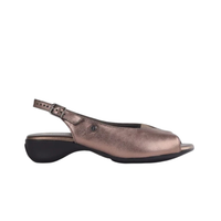 Froggie 10345 Women's Open Toe Slingback Sandal - Lead Metallic