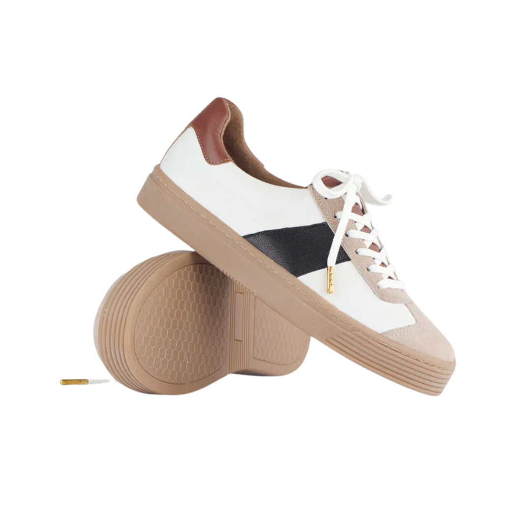 Froggie 12795 Women's Retro Lace-Up Sneaker – Multi Coloured Leather &amp; Suede&nbsp;