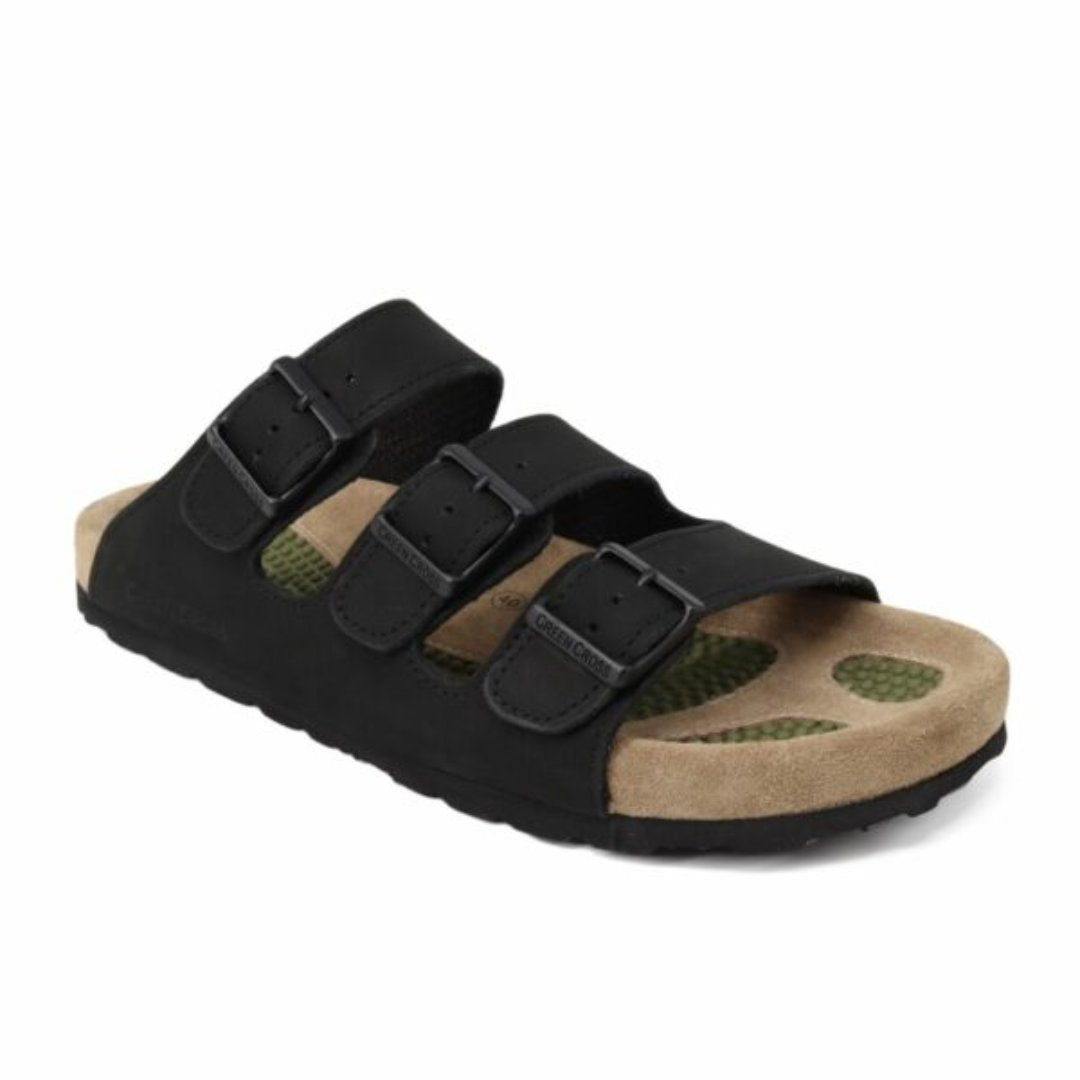 Green Cross 52105 Female 3-Straps Sandal - Black