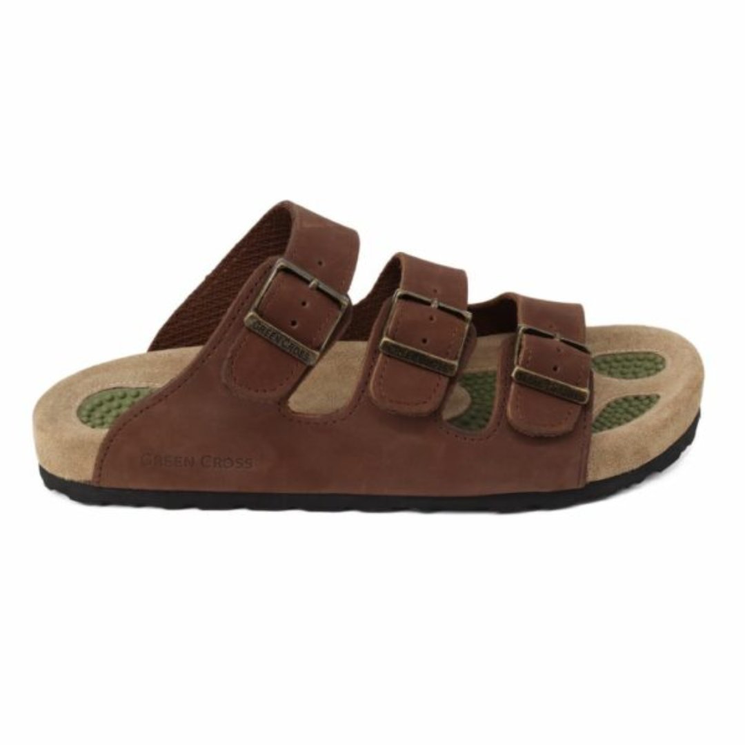 Green Cross 71920 Mens 3-Straps Sandal - Black and Brown