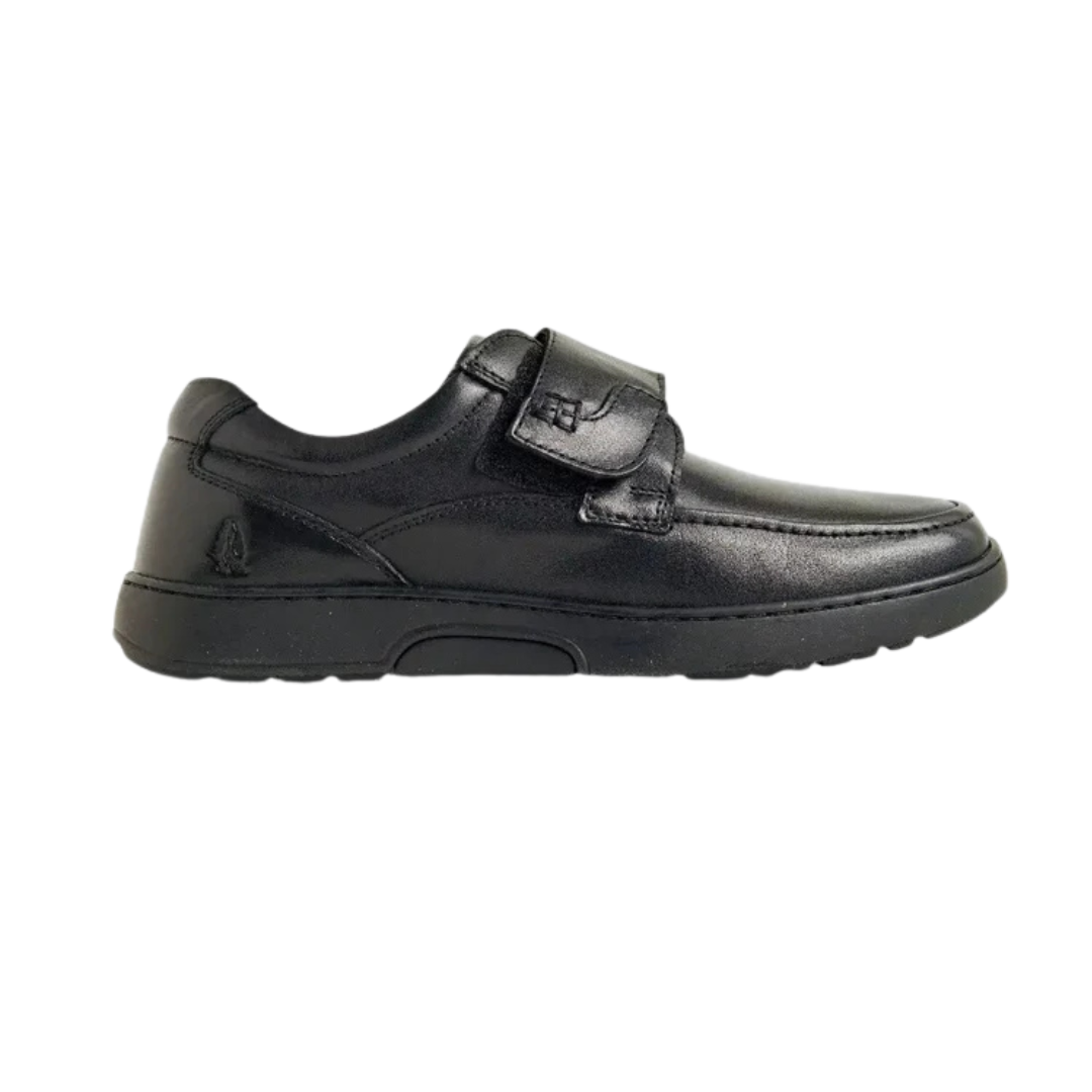 Hush Puppies Koepka Black men's velcro shoe in premium leather with moulded footbed