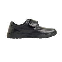 Hush Puppies Koepka Black men's velcro shoe in premium leather with moulded footbed