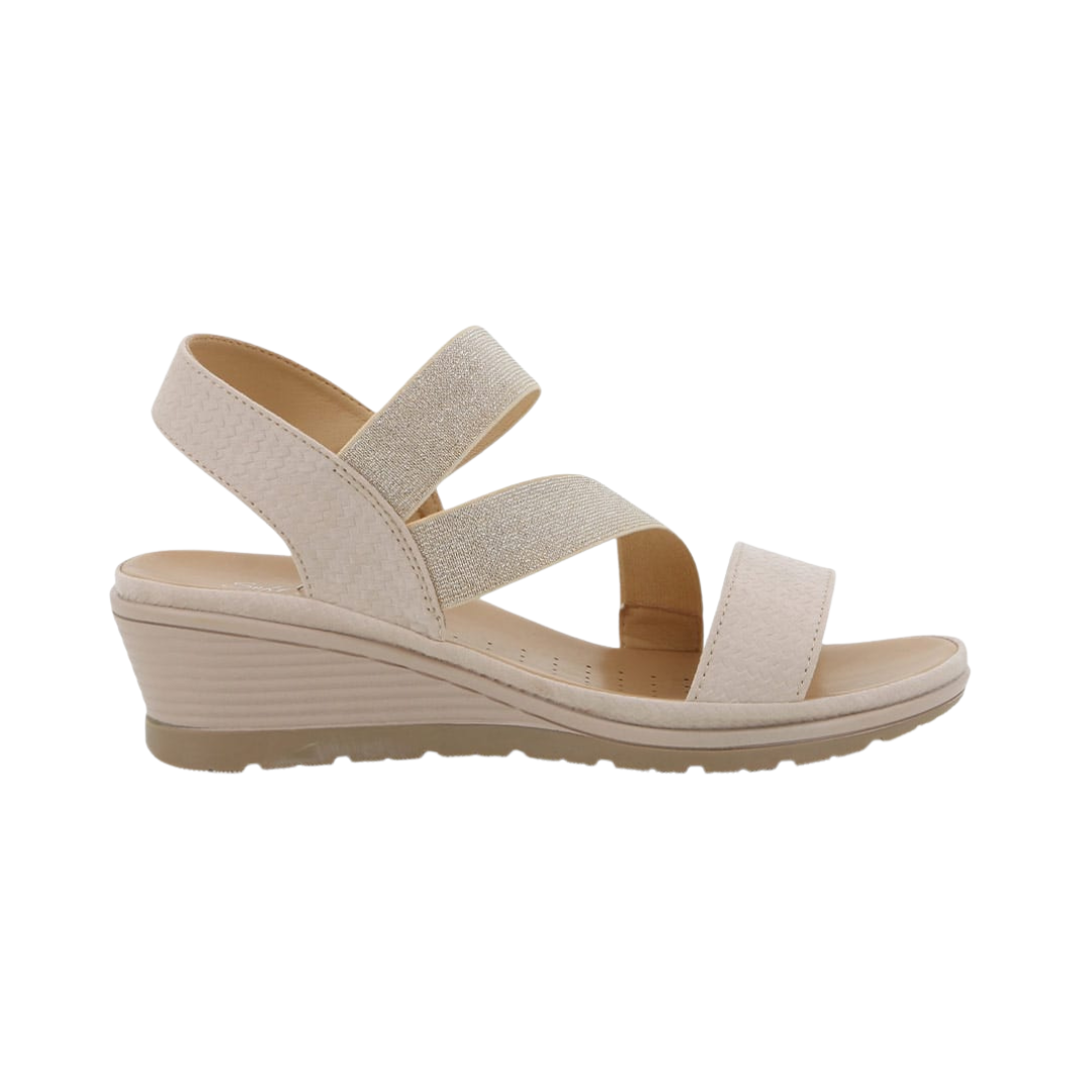 Stone Hush Puppies Soft Promise wedge sandals for women with multi-strap design