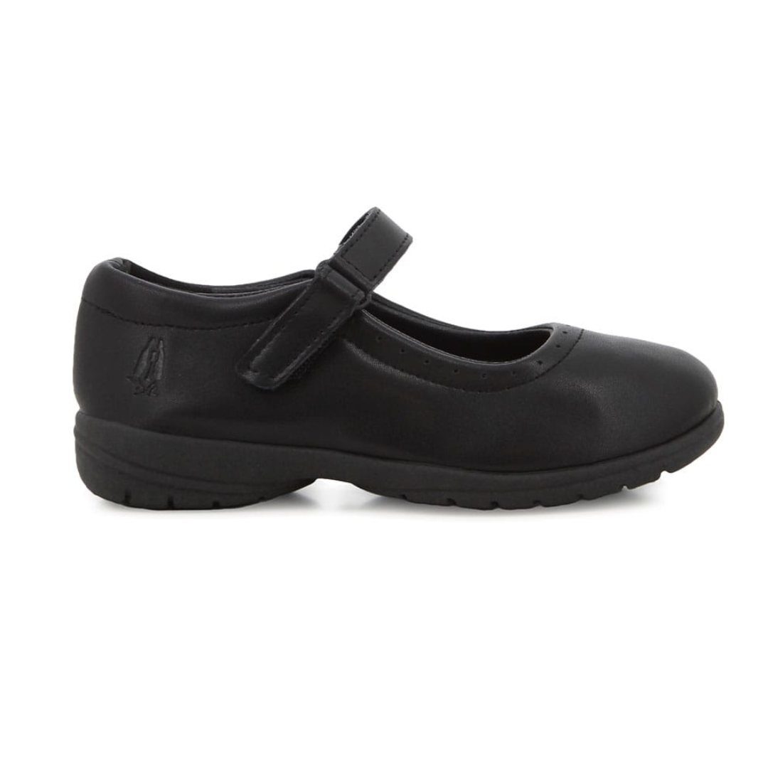 Hush Puppies Scarlett black canvas school shoes for kids with durable rubber sole