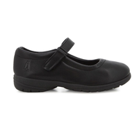 Hush Puppies Scarlett black canvas school shoes for kids with durable rubber sole