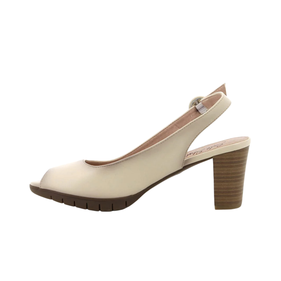 Hush Puppies Soft Sindy Block Heel Slingback - Ivory