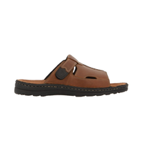 Brown leather Hush Puppies Big Daddy men's sandal with cushioned footbed and adjustable straps