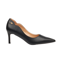 Miss Black Nola 6 black faux leather court heels for women