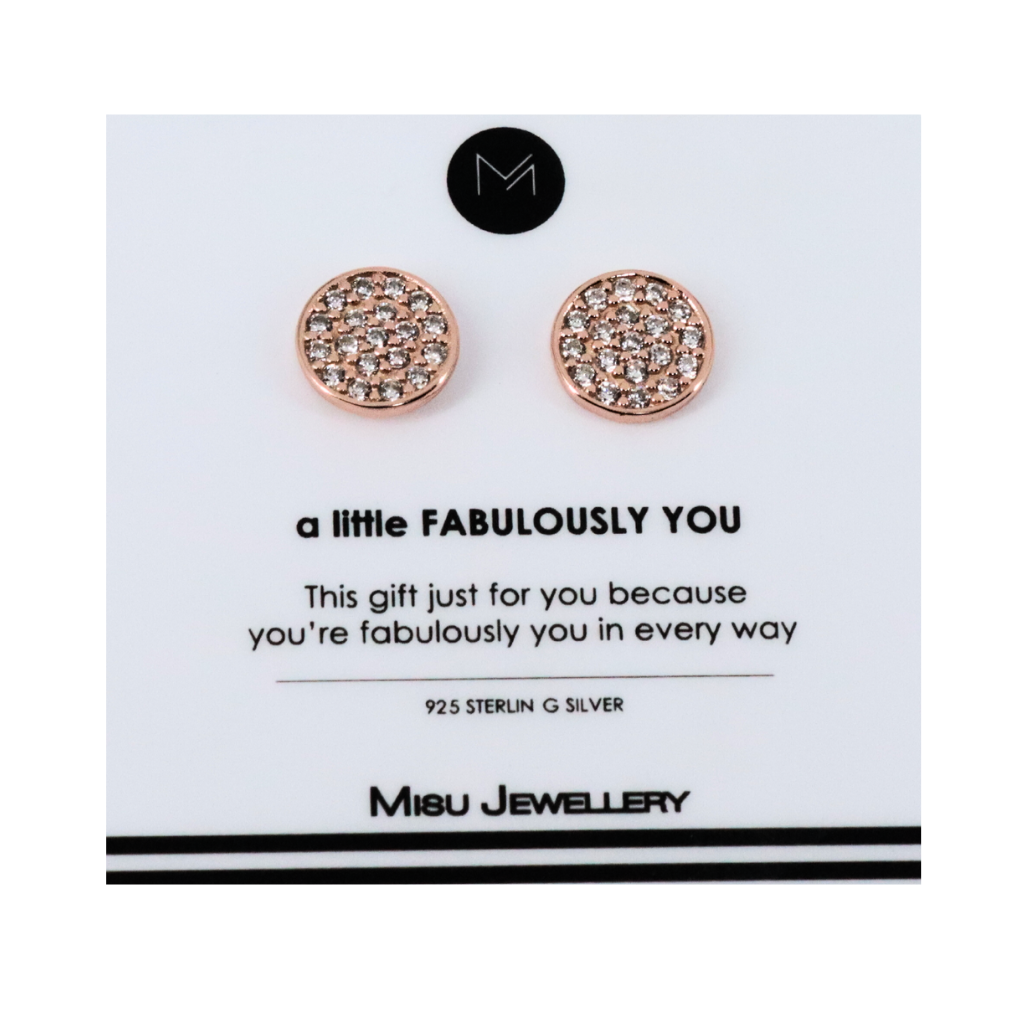 Misu Ster Silv Pave Circle stud earrings