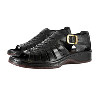 Omega Kgosi : Leather Sandal in Black Buffalo Leather