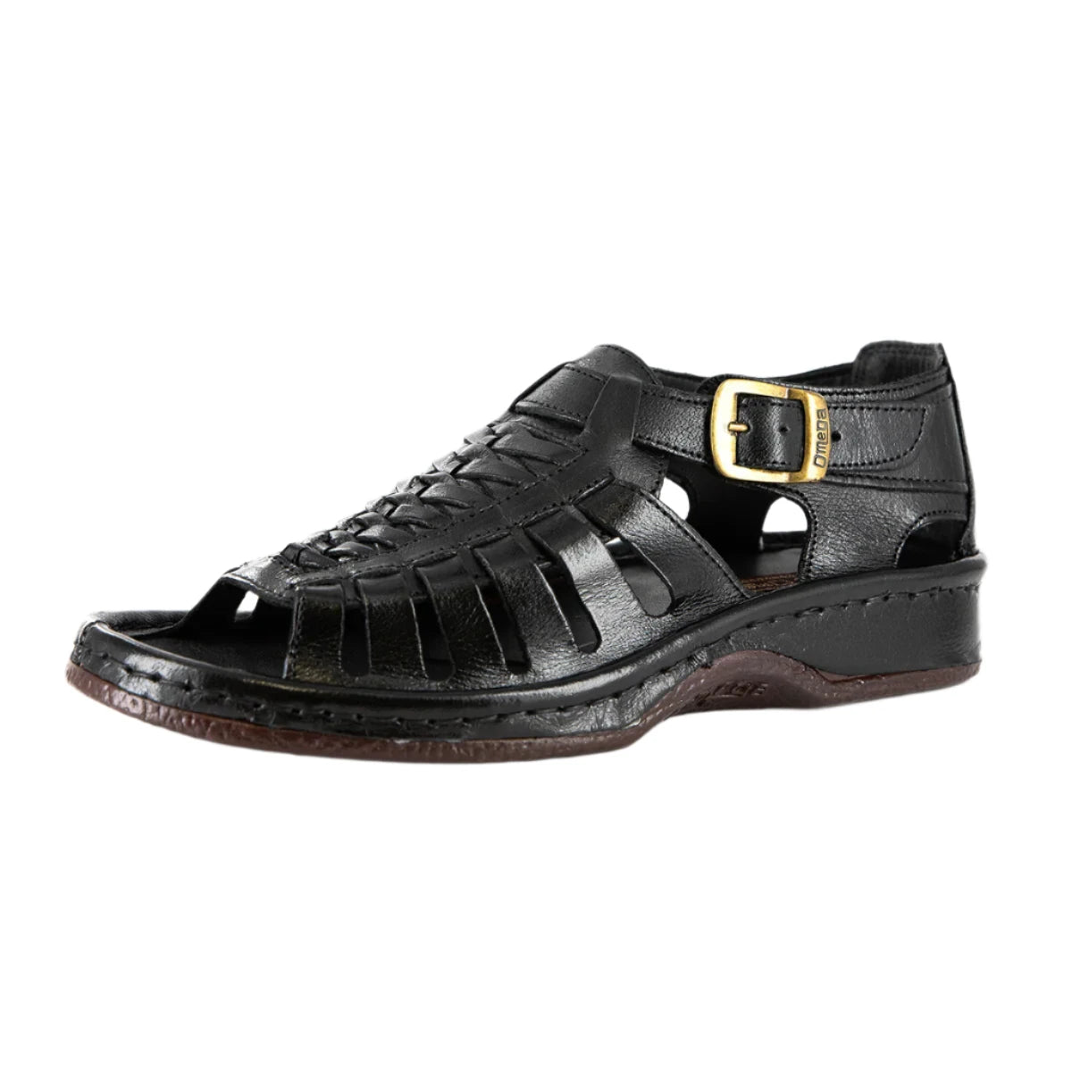 Omega Kgosi : Leather Sandal in Black Buffalo Leather