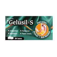 Gelusil-S Antacid Tablets 24 pack box for fast heartburn and gas relief