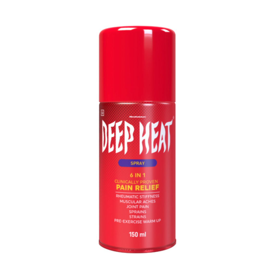 Deep Heat Spray 150ml bottle by Langerhans Pharmacy for muscle pain and warmth relief