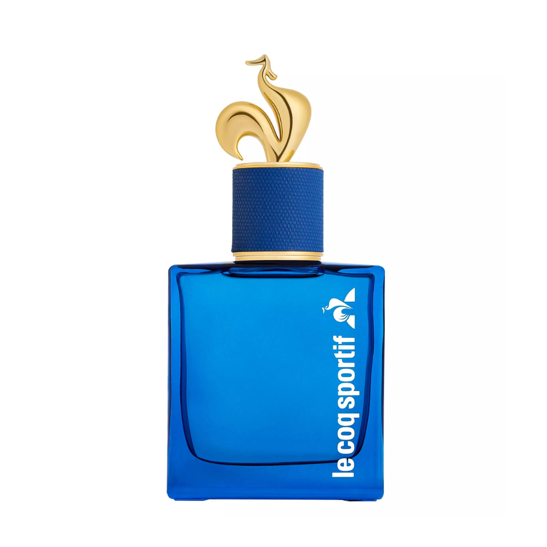 Le Coq Sportif Bleu Optimisme 50ml eau de parfum bottle with premium packaging