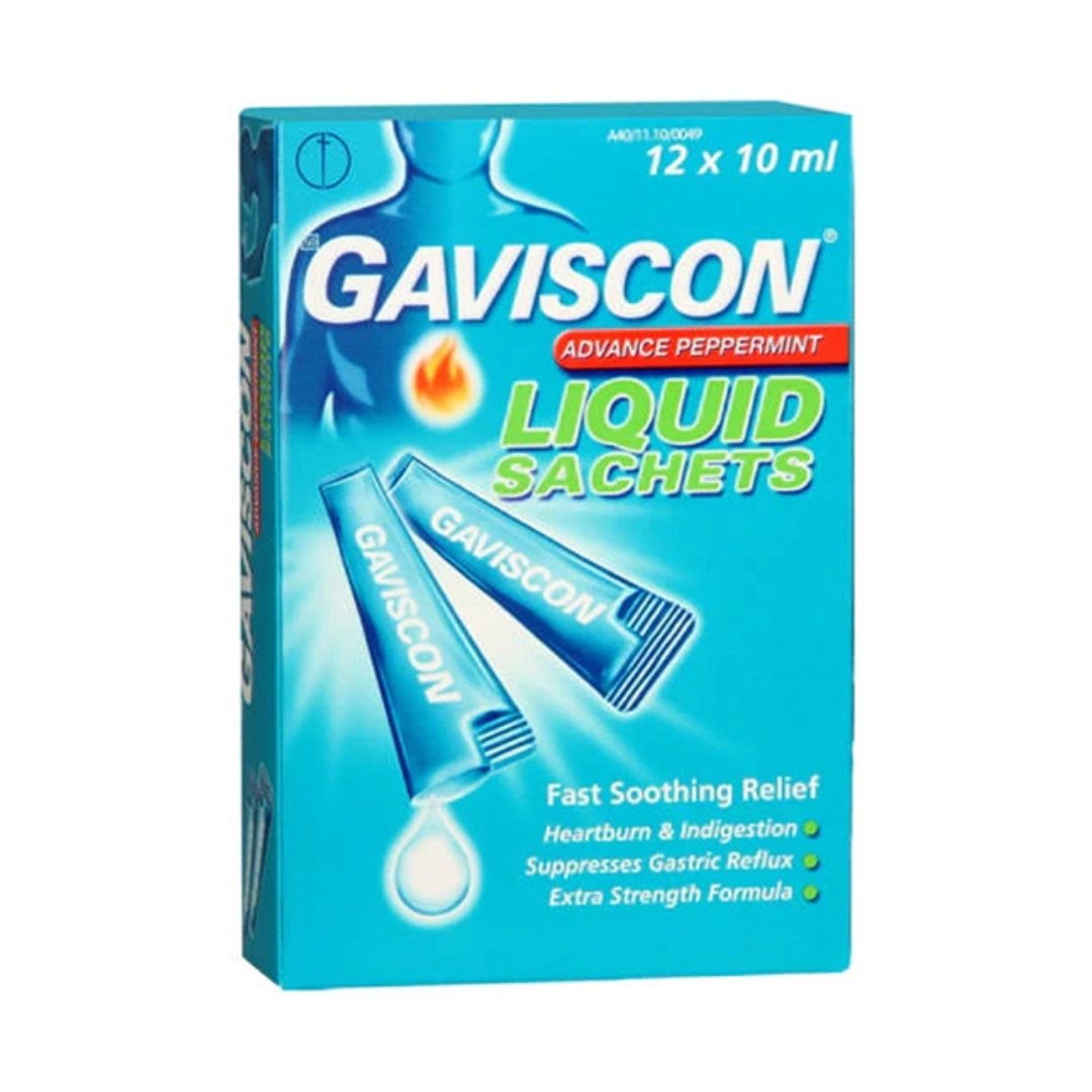 Gaviscon Double Action Peppermint Sachets 12 pack for heartburn and indigestion relief