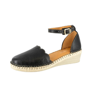 Tsonga Inkantolo Ladies Leather Wedge Espadrille - Black Cayak